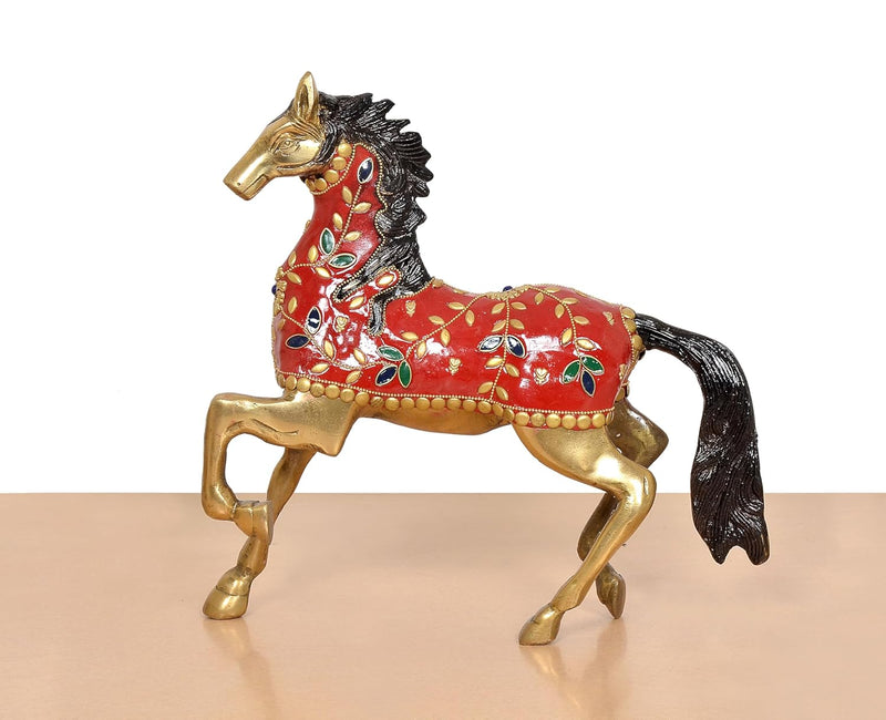 Brass Running Horse Showpiece (Height: 10.5 inch)