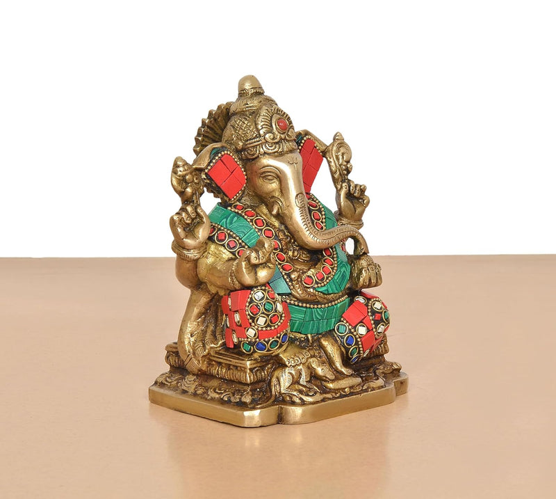 Brass Handcrafted Ganesh Murti Showpiece (Height 6 Inch)