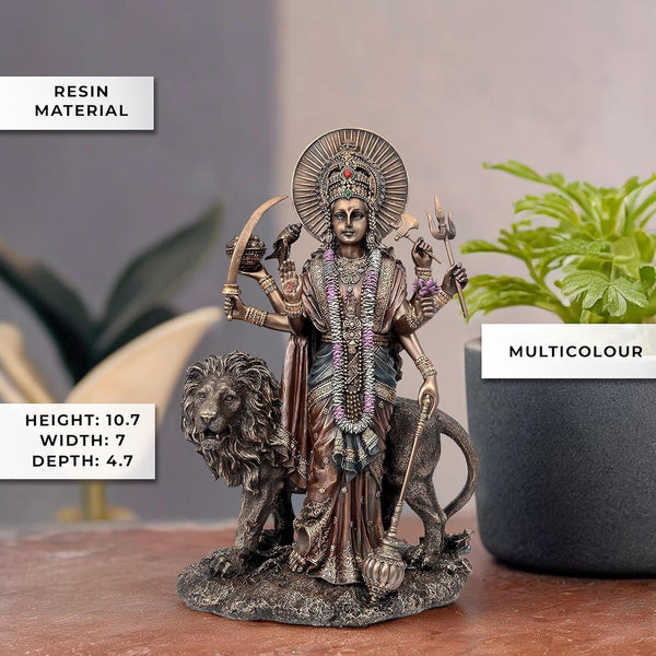 Resin Goddess Durga With Lion Idol (height - 11) Study Setting