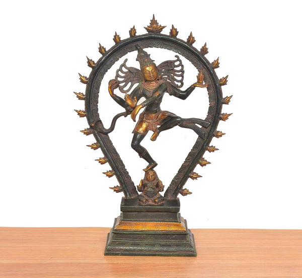 Brass Natraj Lord Shiva Dancing Idol (Height 19 Inch) Study Setting