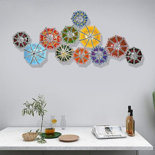 Iron Eleven Umbrella Mounted Art 3D Decorative Wall Modern Arts (Height: 18 Inches)