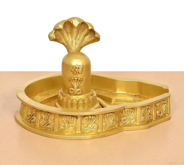 Brass Shiva Ling Murti (Height: 8 inch) Study Setting