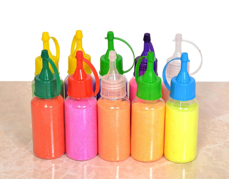 Rangoli Colour Powder Tube Kit Rangoli All Colours Bottles Used for Decoration of Diwali, Navaratri,Pongal, Puja Mandir and Festival Pack of 10