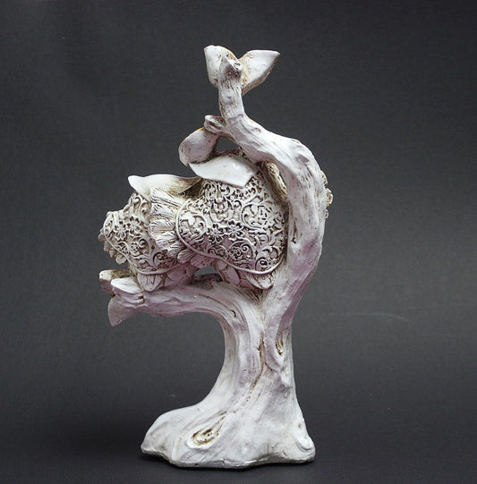 Resin Owl Couple Table Decor (Height: 6 Inches)