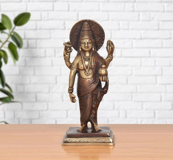 Brass Dhanvantri The Physician of God Statue (Height 8 Inch) Mandir Setting