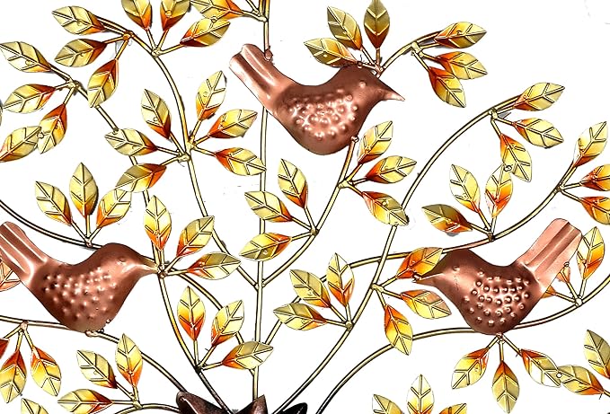 Iron Beautiful Tree with birds Wall Hanging for manifesting peace (Height: 31 Inches)