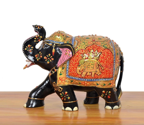 Wooden Elephant Show Piece (Height 6 Inch) Study Setting