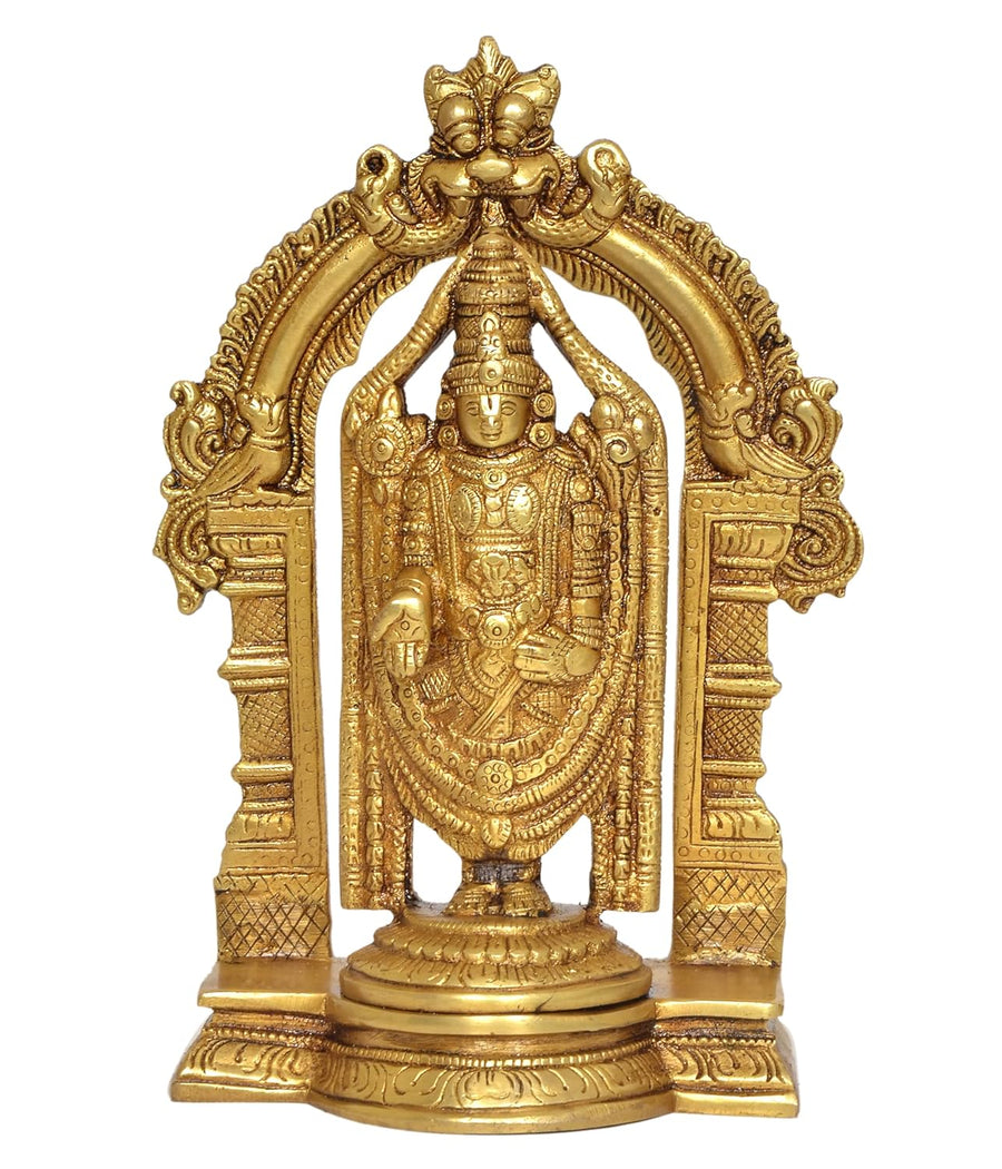 Brass Lord Tirupati Bala Ji Idol Statue for Home Temple Office Decor Figurine Showpiece (Height 7.5 Inch) Craft Detail