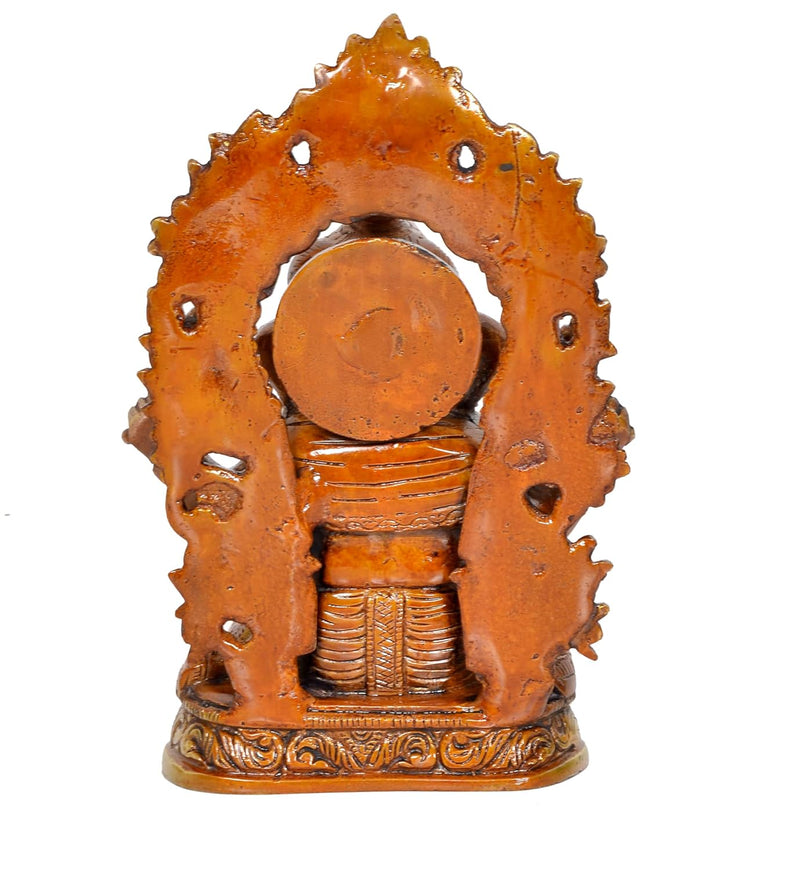 Brass God Ganeshji on Throne Statue (Height 8 Inch)