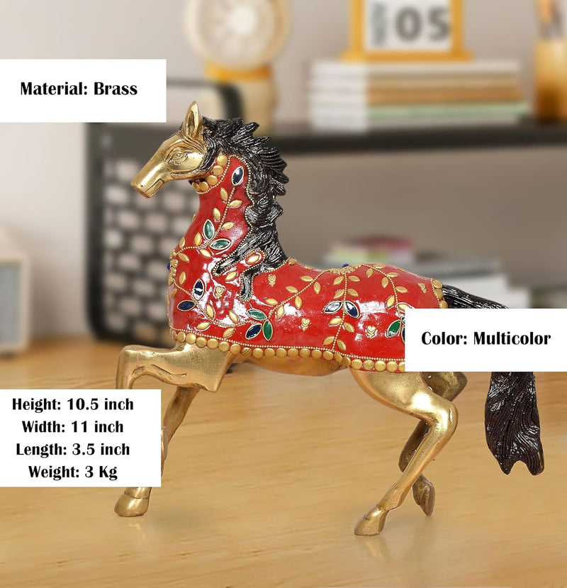 Brass Running Horse Showpiece (Height: 10.5 inch)