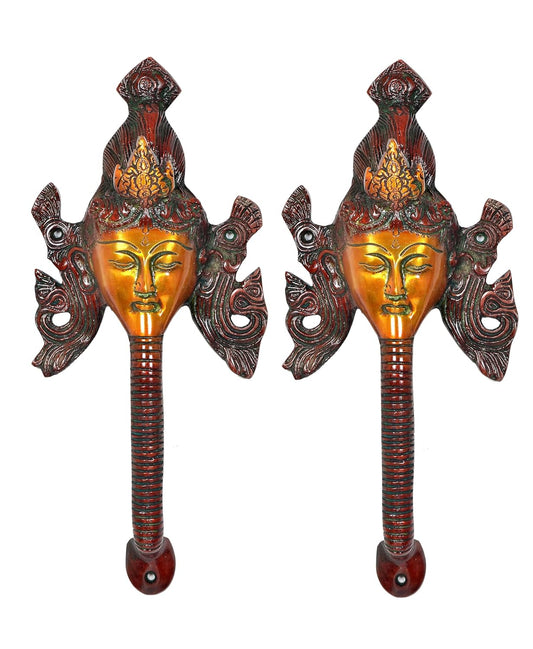 Brass Gautam Buddha Face Door Handle (Set of 2) (Height : 11 inches)