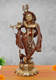 AONA Brass Lord Krishna Idol Playing Flute