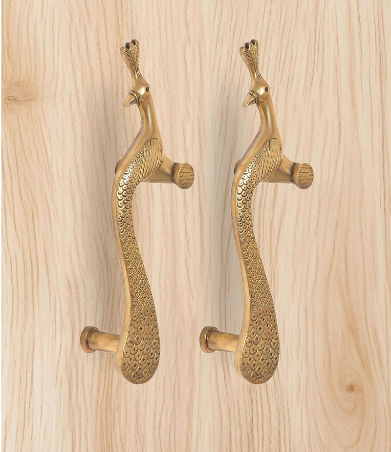 Brass Peacock Design Door Handle Pair (Pack of 2) (Height : 10 inch)