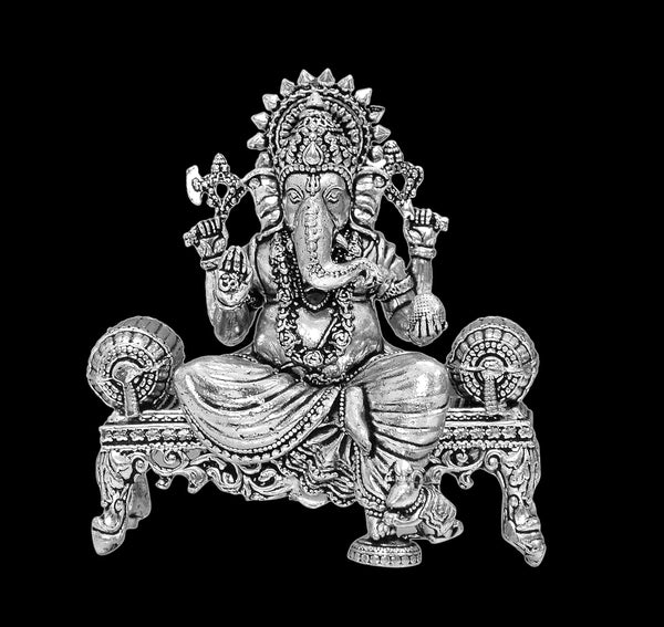 Superfine Brass Lord Ganesha Sitting Ganpati Idol Vinayak Religious Statue for Home Decor Templ Pooja Decorative Showpiece (Height 4 Inch) Entryway Setting