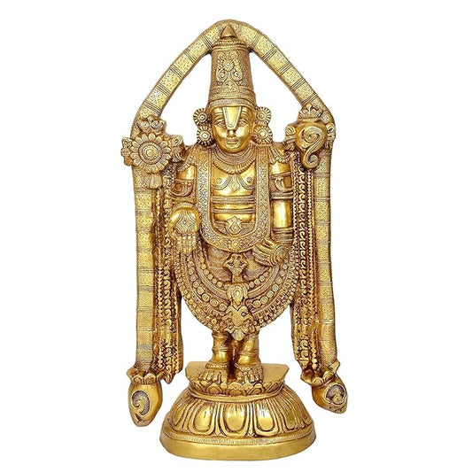 Tirupati Balaji Idol Lord Venkateswara Murti for Mandir Temple, Lord Balaji Multicolor Brass Statue for Home Decor, Blessing, Health &Wealth (Height:23 Inches)