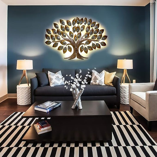 Iron Tree Wall Mounted Art Showpiece for Home Decor (Height: 23 Inches)