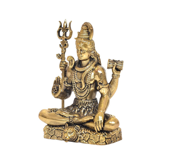 Superfine Brass Lord Shiva in Blessing Posture Statue Shiv Murti Bholenath Sculpture, for Home Decor, Mandir, Office Decor (Height:3 Inches) Study Setting