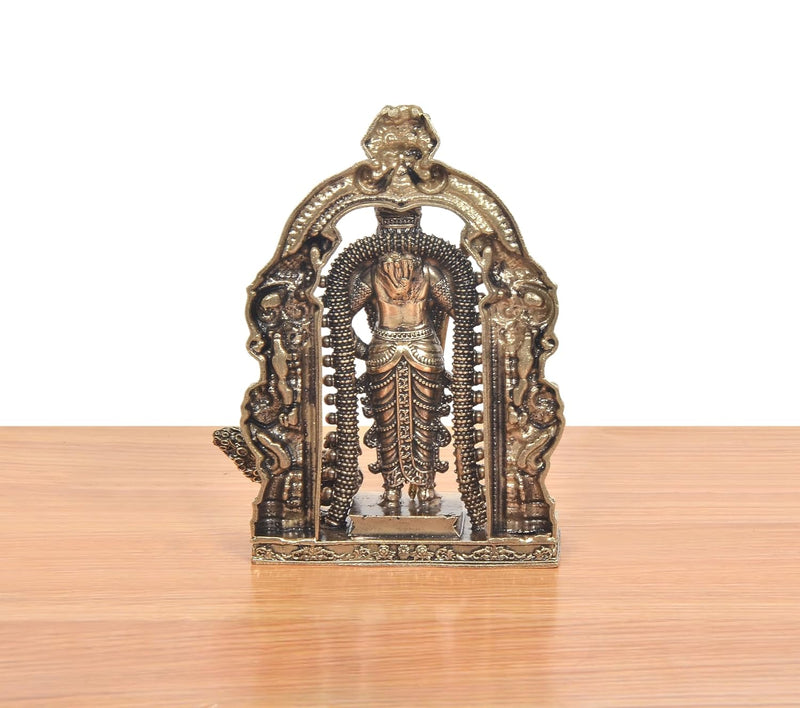 Bronze Standing Lord Kartikeya with Peacock and Kirtimukha Prabhavali Murugan Murti (Height 5 Inch)
