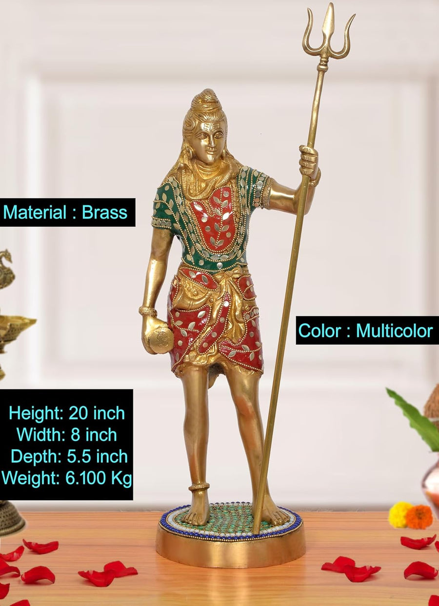 Brass Standing Bholenath Murti (Height: 20 inch) Craft Detail