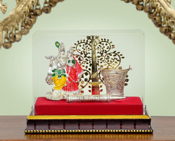 Radha Krishna Decorated Box with Balti Pichkari for Holi Celebration (Width 5 Inch) Mandir Setting