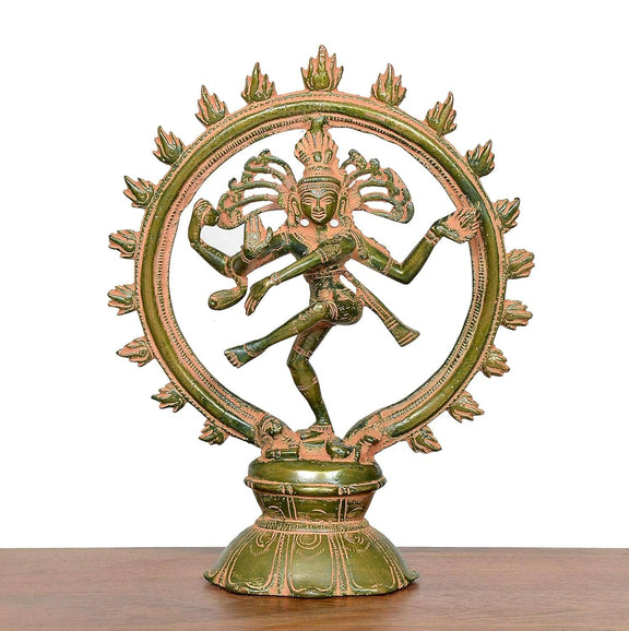 Brass Natraj Lord Shiva Dancing (Height: 9 inch) (Multicolor)
