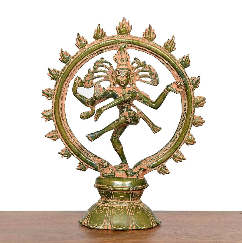 Brass Natraj Lord Shiva Dancing (Height: 9 inch) (Multicolor)
