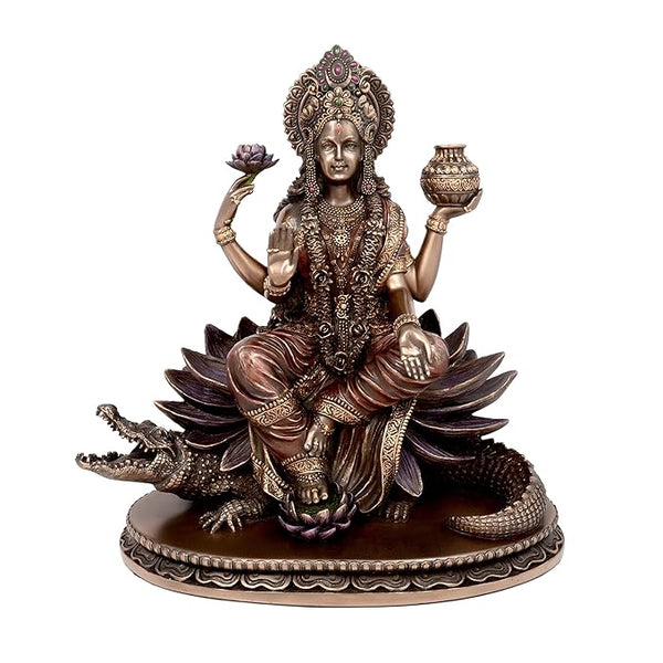 Bonded Bronze Maa Ganga ma on Crocodile, Height : 8 inches Mandir Setting