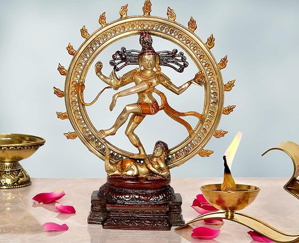 Brass Lord Shiva Dancing Natraj Brass Idol Statues Height: 18.5 inch Mandir Setting