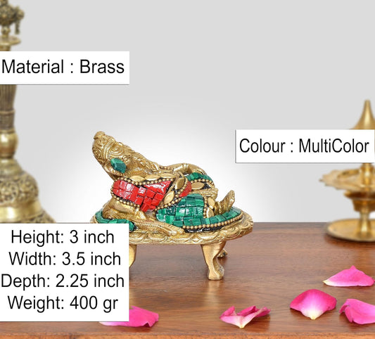 Brass Relaxing Ganesha Statue (Height :3 inch) (Multicolor )