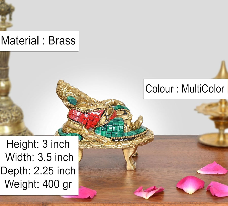 Brass Relaxing Ganesha Statue (Height :3 inch) Craft Detail