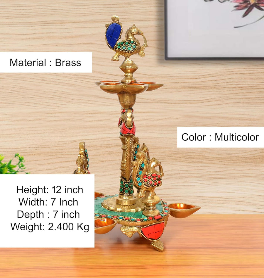 Brass Peacock Oil Lamp Diya Stand |(Height: 12 Inch) Craft Detail