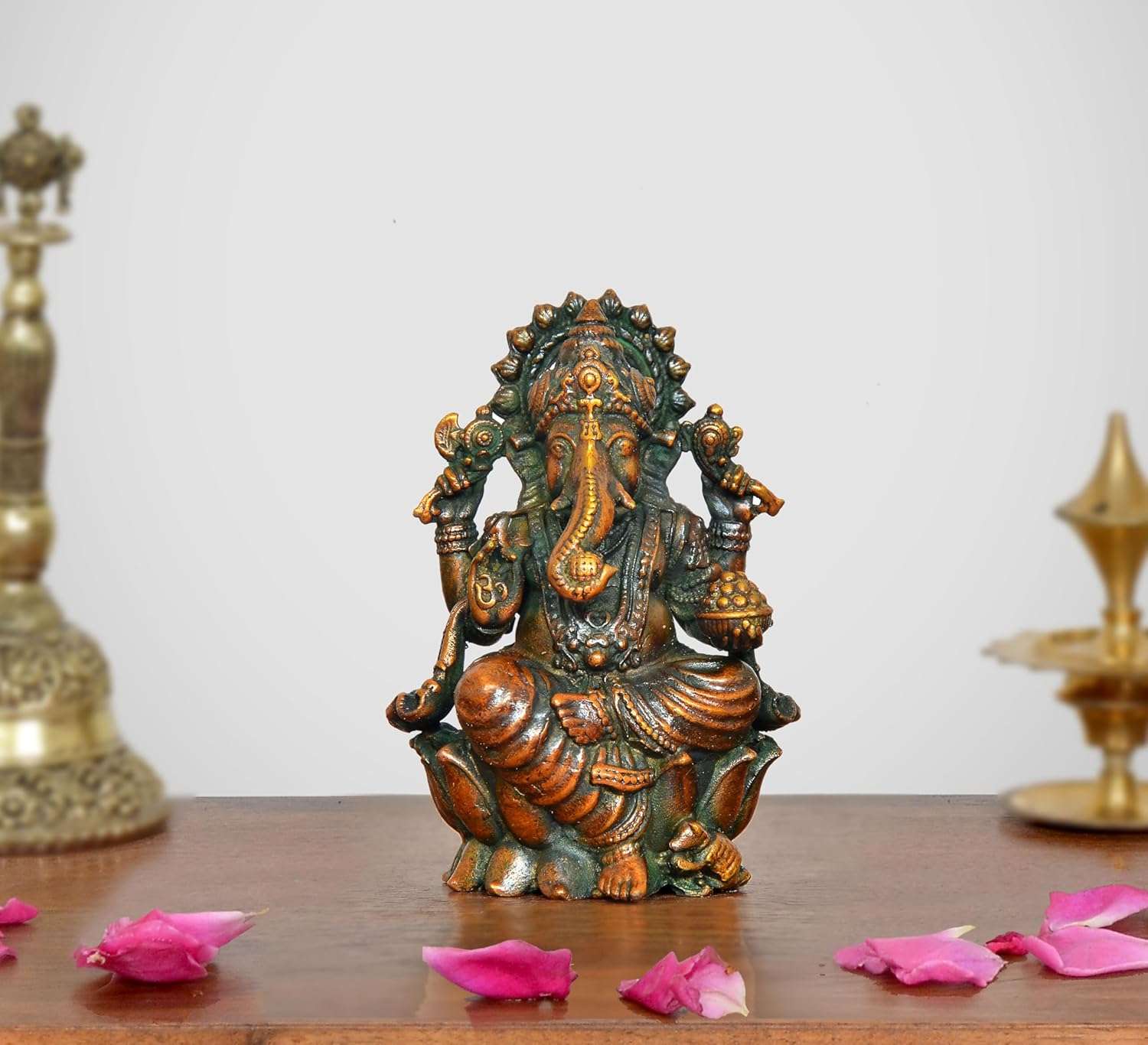 Bronze Lord Ganesha Idol Multicolour (Height: 2.5 Inch)