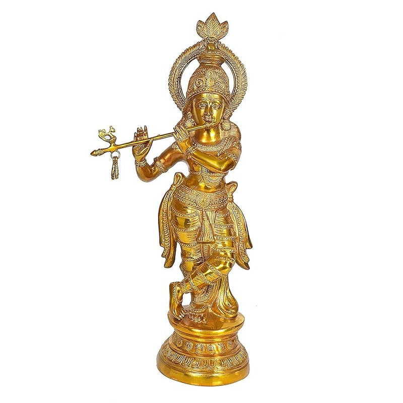 Brass Lord Krishna Murli Manohar Murti (Height 28 Inches)