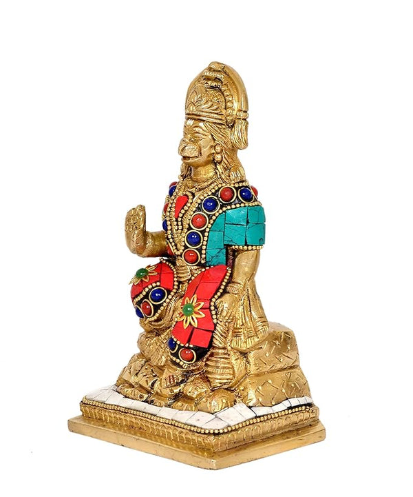 Brass Lord Hanuman Statue Murti Idol, Height 6" I Home Decor Study Setting