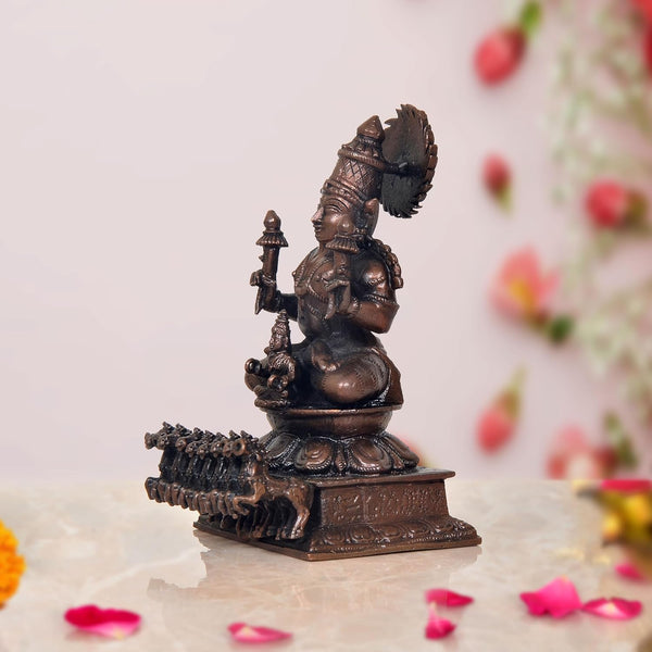 Copper Lord Surya Dev Rath with Seven Horse idol (Height: 4.5 Inch) Entryway Setting