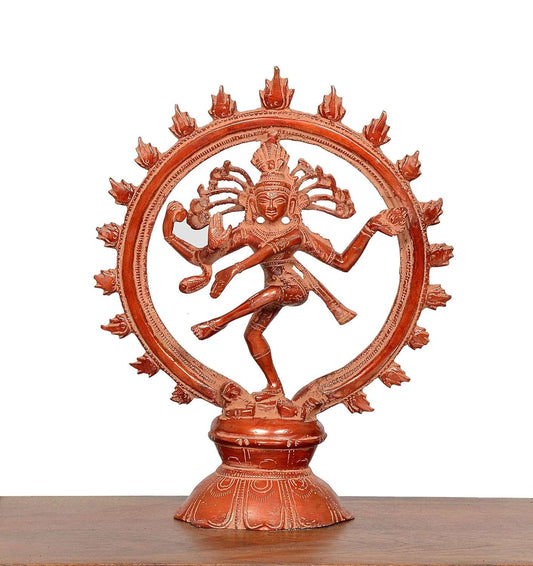 Brass Natraj Lord Shiva Dancing (Height: 9 inch) (Multicolour 2)