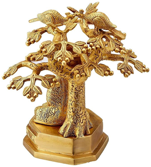 Buddha Under The Bodhi Tree Statue Brass, Height 9.5 Inches Home Decor Entryway Setting