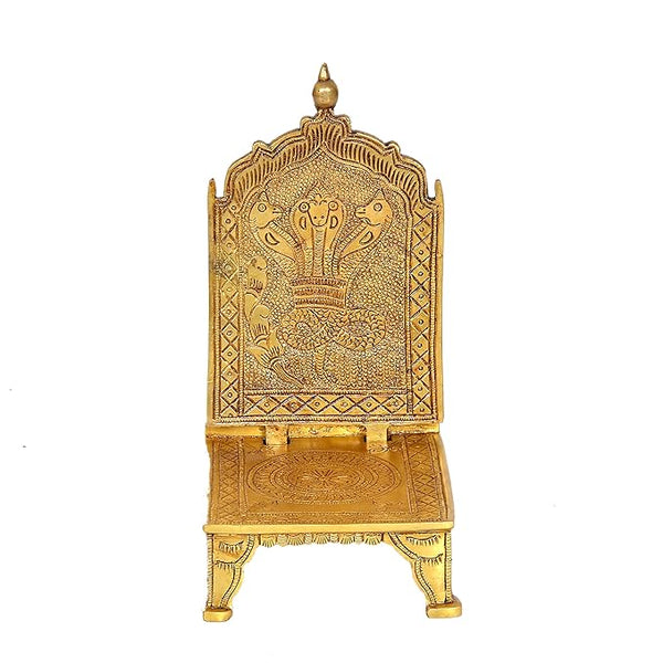Brass Bhagwan Chowki Palki for Idol Statue Temple Home Decor | Height : 7 Inches Mandir Setting