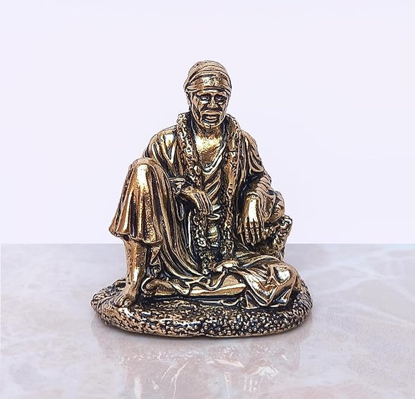 Fine Brass Shirdi Sai Baba Statue Idol Sai Baba Religious Statue (Height: 2 Inch) Entryway Setting