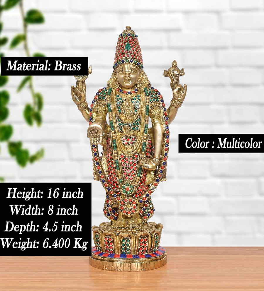 Brass Lord Tirupati Bala Ji Idol Multicolour (Height 16 Inch) Craft Detail