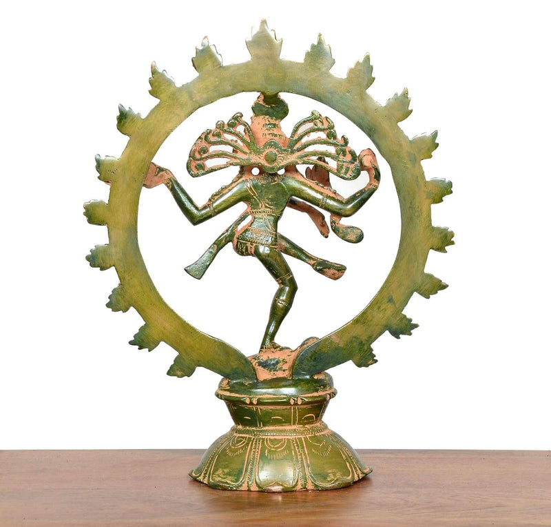 Brass Natraj Lord Shiva Dancing (Height: 9 inch) (Multicolor)