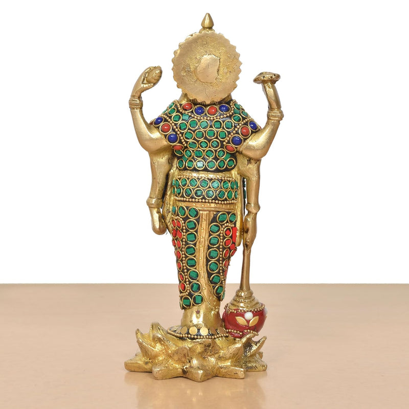 Brass Lord Vishnu Standing Idol (Height 8 Inch)