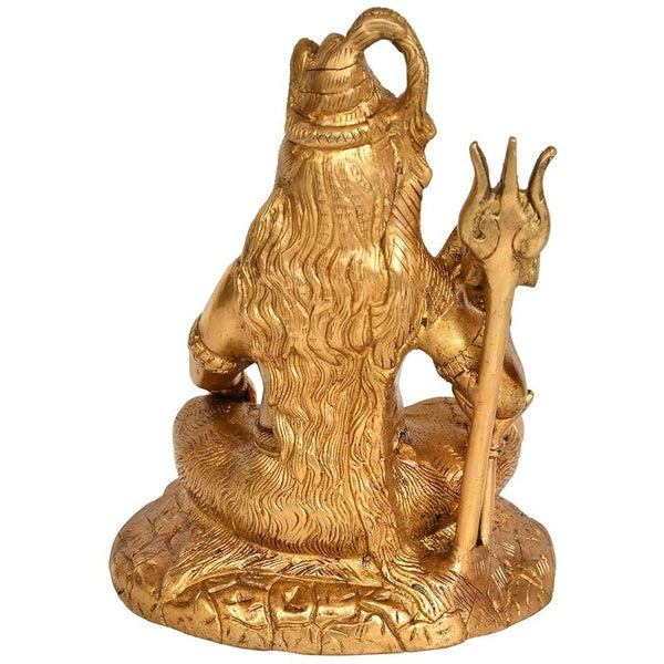 Brass Mahayogi Shiva Granting Abhaya, Height: 7.3" Entryway Setting