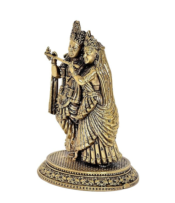 Fine Brass Radha Krishna Idol Standing Pose Brass Idol Multicolor Statue, Height :5 Inch Study Setting