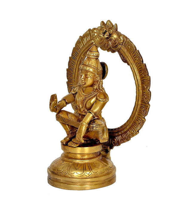 Brass Ayyappan Swamy Statue | Traditional Hindu Deity Sculpture Representing Dharma for Home Decor & Puja Altar (Height: 5.5 Inches) Study Setting
