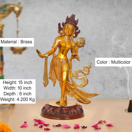 Brass Dancing Tara Devi Statue (Height : 15 Inch)