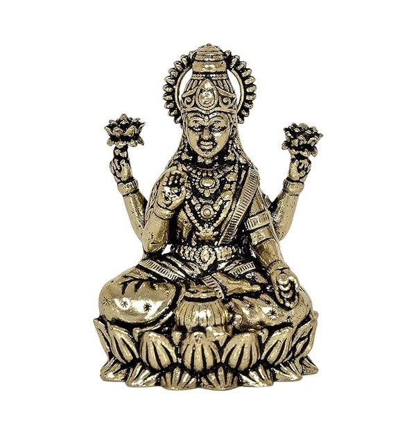 Super Fine Brass Lakshmi Laxmi Statue Idol Murti for Home Temple Office Mandir, (Height: 2 Inch) Entryway Setting