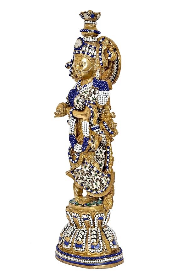Brass Radha Rani Idol Figurine Statue Radha Murti,Height 19 Inch Craft Detail