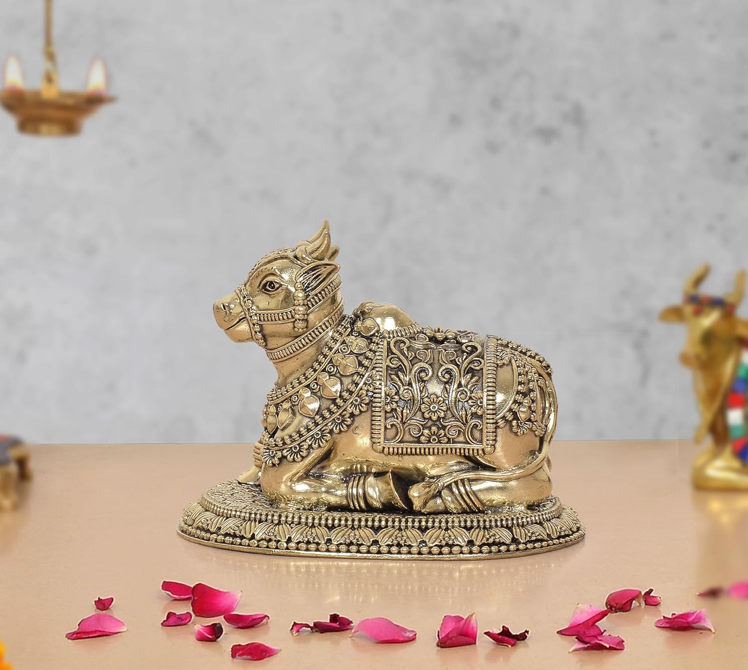 Superfine BrassShiva Seated Nandi Statue (Height: 4 Inch)