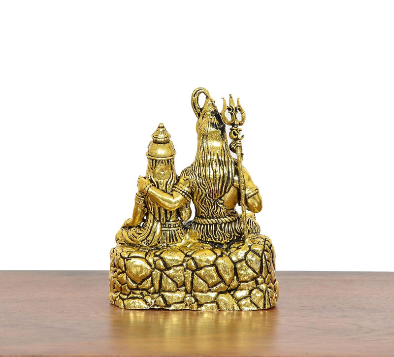 Bronze Shiva and Parvati Maa idol Golden (Height 3.5 Inch)